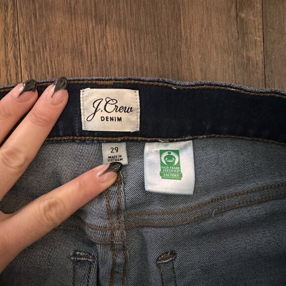 J Crew Classic Toothpick High Rise Raw Hem Dark Blue Stretch Denim Jeans - Picture 4 of 6